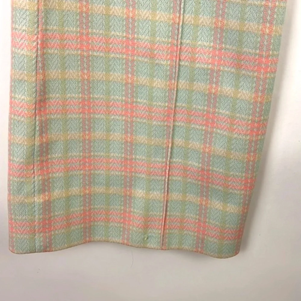 Retro vintage handmade Plaid Polyester Bell-Bottoms pin tuck legs XS-S - Picture 6 of 7